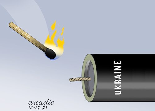 Cartoon: The danger of Ukraine. (medium) by Cartoonarcadio tagged russia,ukraine,putin,europe
