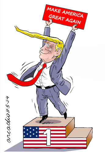 Cartoon: The new President of the USA (medium) by Cartoonarcadio tagged trump,us,president,democracy,republicans,the