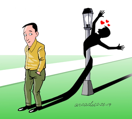 Cartoon: The shadow is falling in love. (medium) by Cartoonarcadio tagged humor,park,comic,love,nature