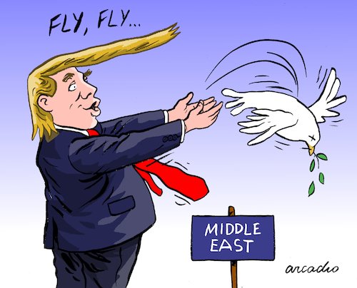 Cartoon: The Trump peace Plan. (medium) by Cartoonarcadio tagged middle,east,trump,peace,plan,asia,israel,palestine