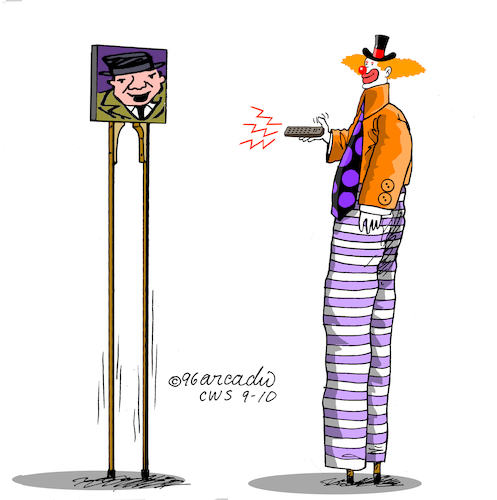 Cartoon: The TV and the clown. (medium) by Cartoonarcadio tagged clown,break,humor,enterteinment,the