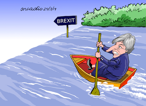 Cartoon: Theresa May to the abyss (medium) by Cartoonarcadio tagged may,england,united,kindomg