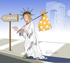 Cartoon: The scared Liberty. (small) by Cartoonarcadio tagged trump,liberty,immigrants,us,government,politics