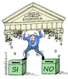 Cartoon: Yes or No? (small) by Cartoonarcadio tagged greece,europe,euro,money,finance,merkel,tsipras,crisis,debts