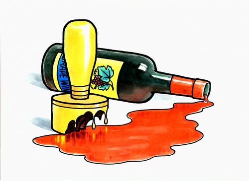 Cartoon: Corrosion (medium) by Lv Guo-hong tagged wine,enjoy,power,corrosive