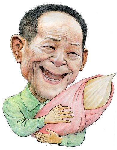 Cartoon: Yuan Long-ping (medium) by Lv Guo-hong tagged hybrid,rice,expert