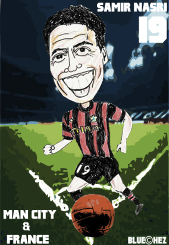 Cartoon: Samir Nasri - Manchester City (medium) by bluechez tagged france,samir,nasri,manchester,city,football,the,premiership,england
