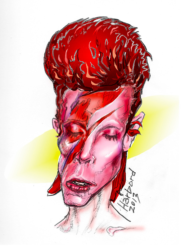 Cartoon: A Lad Insane. David Bowie. (medium) by Harbord tagged david,bowie,aladdin,sane,album,caricature