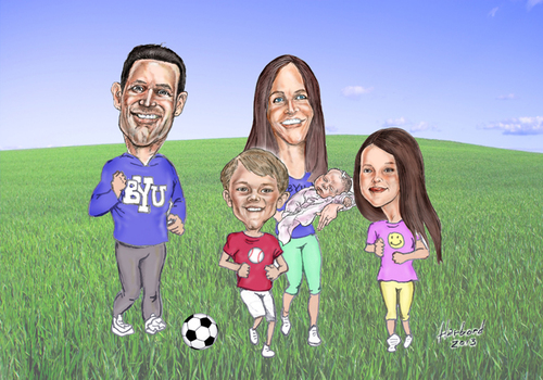 Cartoon: BYU Family Jogging (medium) by Harbord tagged family,active,soccer,byu,jogging