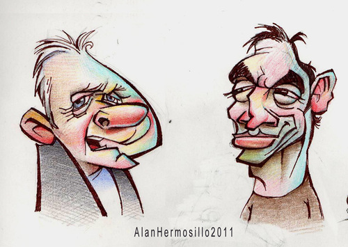 Cartoon: Anthony Hopkins and Javier Barde (medium) by Alan HI tagged hopkins,hannibal,bardem