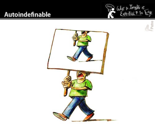 Cartoon: Autoindefinable (medium) by PETRE tagged political,banner,demonstrator