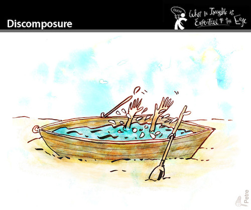 Cartoon: Discomposure (medium) by PETRE tagged disorganization,mess,drowned