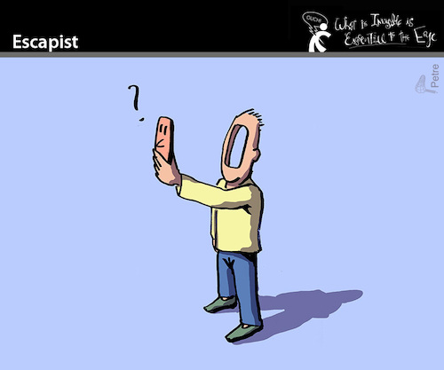 Cartoon: Escapist (medium) by PETRE tagged eskapist,escapist,cellphone