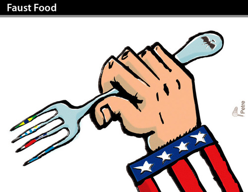Cartoon: FAUST FOOD (medium) by PETRE tagged american,intervention