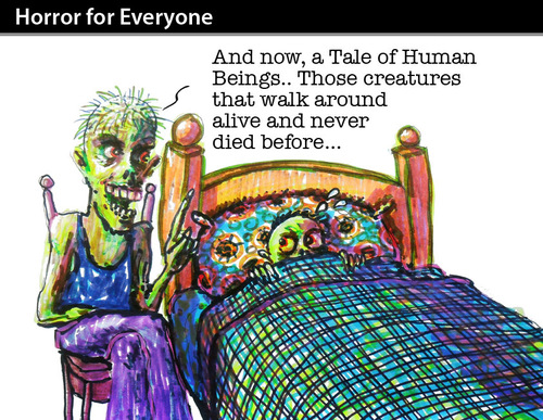 Cartoon: HORROR FOR EVERYONE (medium) by PETRE tagged zombies,horror,tales
