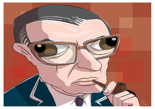 Cartoon: Jean Paul Sartre (medium) by PETRE tagged caricature,sartre,france,philosophers