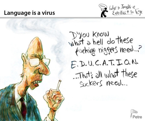Cartoon: Language is a Virus (medium) by PETRE tagged politics,correction,education,speechs