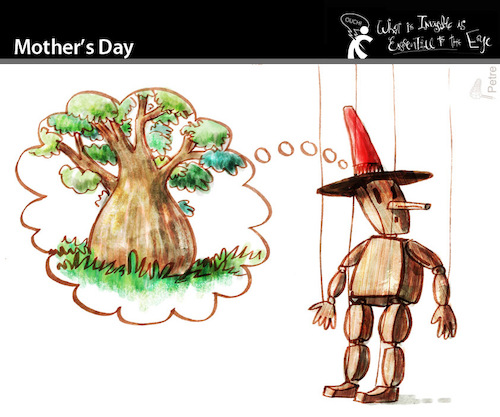 Cartoon: Mother Day (medium) by PETRE tagged mother,maternity,puppet,wood,tree