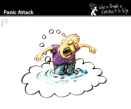 Cartoon: Panic Attack (medium) by PETRE tagged pain,fear,psychic