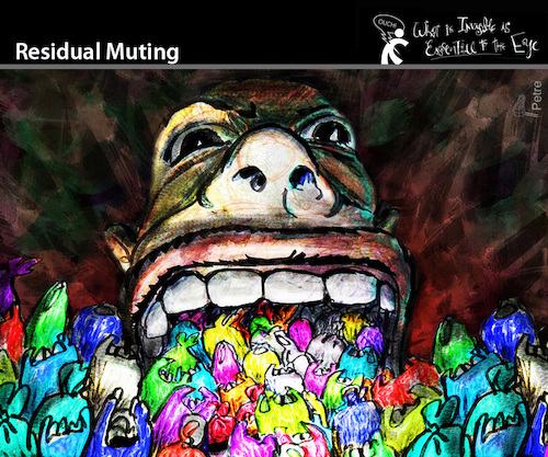 Cartoon: Residual Muting (medium) by PETRE tagged ecology,welt,world,ökologie,climatechange,garbage