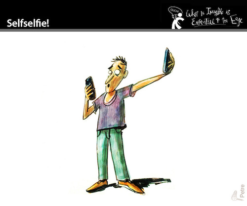 Cartoon: Selfselfie! (medium) by PETRE tagged selfie,smartphone,miseenabyme