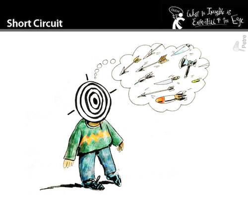 Cartoon: Short Circuit (medium) by PETRE tagged shortcircuit,attack,pesimism,fatality