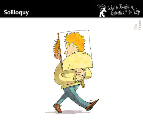 Cartoon: Soliloquy (medium) by PETRE tagged soliloquy,selbstgespräch,banner