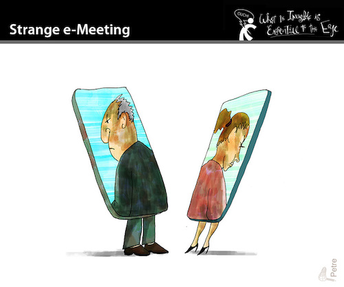 Cartoon: STRANGE e-MEETING (medium) by PETRE tagged smartphone,handy,connection