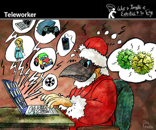 Cartoon: Teleworker (medium) by PETRE tagged telework,telearbeit,santaclaus,christmas,weihnachten