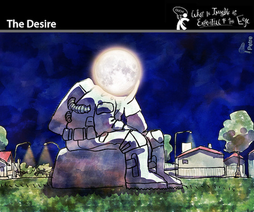Cartoon: The Desire (medium) by PETRE tagged wunsch,desire,mond,moon