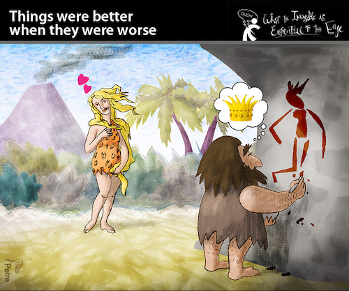 Cartoon: THINGS WERE BETTER... (medium) by PETRE tagged painter,caveman,maler,künstler