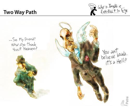Cartoon: Two Way Path (medium) by PETRE tagged heaven,paradise