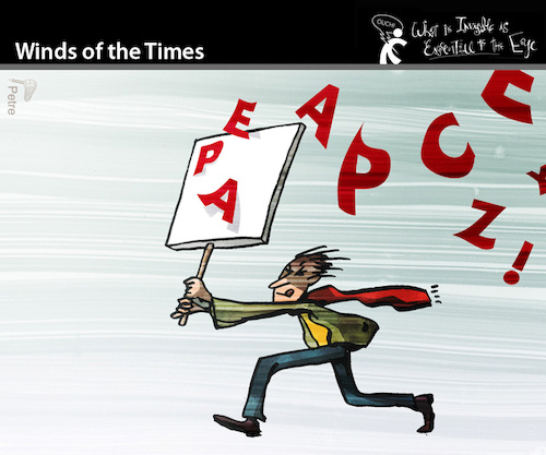 Cartoon: Winds of the Times (medium) by PETRE tagged politik,politics,changes,veränderungen