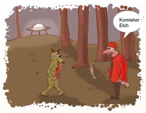 Cartoon: Älgjakt (medium) by Hezz tagged elch,jäger,ufo