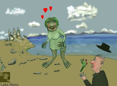 Cartoon: Date at lake Mono (medium) by Hezz tagged surprise,date