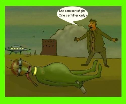 Cartoon: One Centiliter (medium) by Hezz tagged getrunken,schlafen,asleep,green,grüne,frau