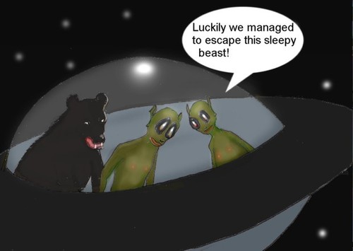 Cartoon: Safe at last. (medium) by Hezz tagged space,ufo,bear