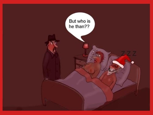 Cartoon: Stranger in bed (medium) by Hezz tagged santa,bed,julbocken,jultomten,joulupukki
