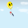 Cartoon: No more funny (small) by robertb tagged clown,dead,death,black,humour,humor,clouds,balloon,smiley,yellow,flying,happy