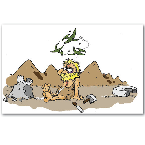 Cartoon: Ohne Worte (medium) by ALEXander tagged pech,steinzeitmensch,vorzeit,unfall,rad,urzeit,steinzeit