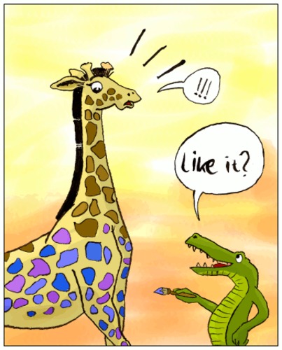 Cartoon: New look (medium) by andriesdevries tagged giraffe,color,makeover