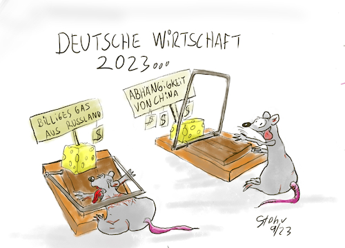 Cartoon: Deutsche Wirtschaft 2023 (medium) by Matthias Stehr tagged wirtschaft,china,abhängigkeit