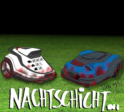 Cartoon: Nachtschicht (medium) by Matthias Stehr tagged mähroboter