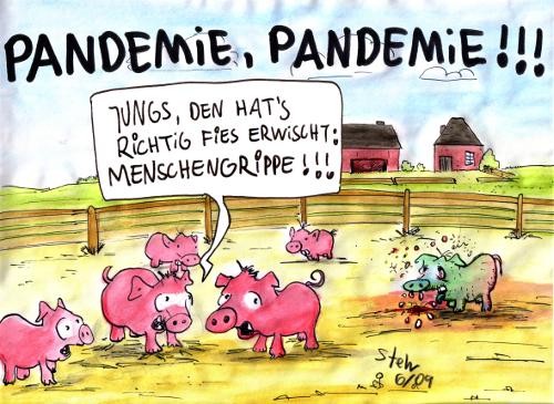 Cartoon: Pandemie Pandemie (medium) by Matthias Stehr tagged pandemie,pandemic,pig,flu,swine,influenza