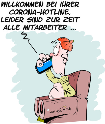 Cartoon: Corona Hotline Da werden sie .. (medium) by Trumix tagged corona,hotline,verdacht,panik,hamsterkäufe,vorratskäufe,virus