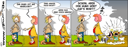 Cartoon: Erziehung ist reine Nervensache (medium) by Trumix tagged familie,kinder,tiere,erziehung,gesellschaft,jugend,natur,mütter,hunde,trummix