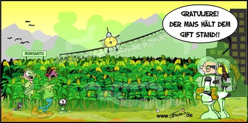 Cartoon: Genmais-Versuchsgelände (medium) by Trumix tagged monsanto,genmais,mais,experiment,versuch,trummix