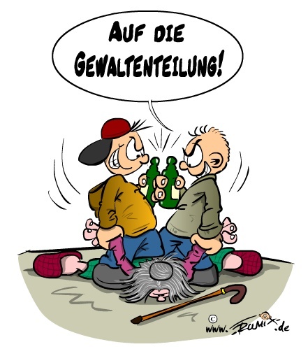 Cartoon: Gewaltenteilung (medium) by Trumix tagged gewaltenteilung,zivilcourage,angst,mut,prügelei,agression,schlägerei,trummix