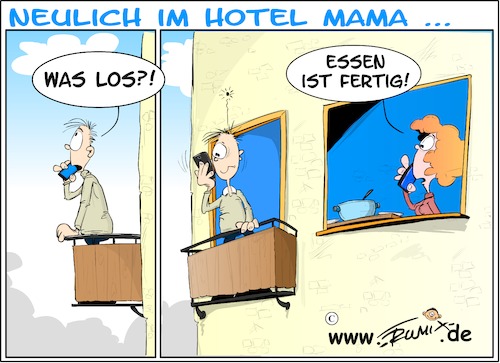 Cartoon: Hotel Mama (medium) by Trumix tagged hotel,mama,nethocker,elternhaus,wohnen,ausbildung,jugend,hotel,mama,nethocker,elternhaus,wohnen,ausbildung,jugend
