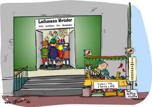 Cartoon: It is  ShoeTime (medium) by Trumix tagged shoetime,showtime,schuhtime,krise,finanzkrise,geschäftsidee,lehmanbrothers,lehman,brothers